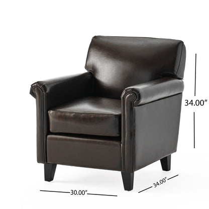 Bristol Classic Brown Bonded Leather Club Chair