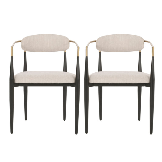 Camas Modern Fabric Upholstered Iron Dining Chairs, Set of 2