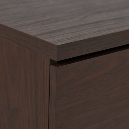 Demijen Modern Industrial 6 Piece Bedroom Set with Wide 5 Drawer Dresser, Walnut and Matte Black