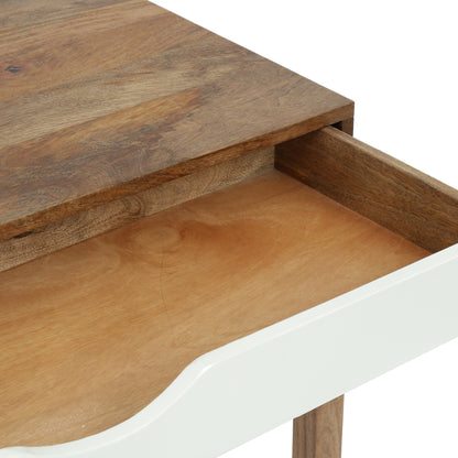 Warrenton Ricketson Contemporary Handcrafted Mango Wood Desk with Storage, Natural and White