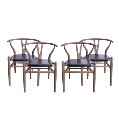 Quince Mid Century Boho Ash Wood Dining Chairs, Set of 4