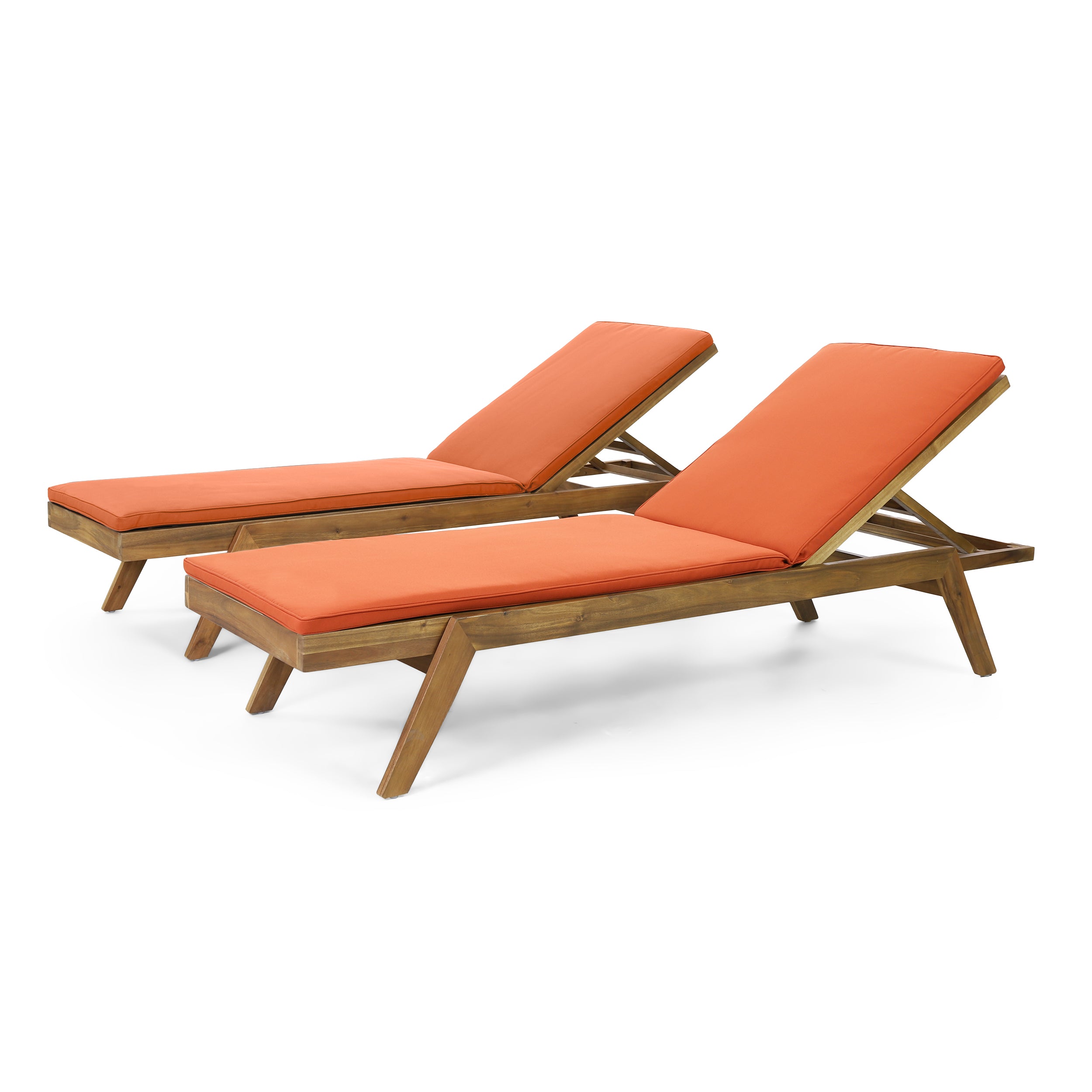 Larimore Outdoor Acacia Wood Chaise Lounge with Water Resistant