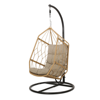 Jewell Allegra Outdoor Wicker Basket Hanging Chair with Stand