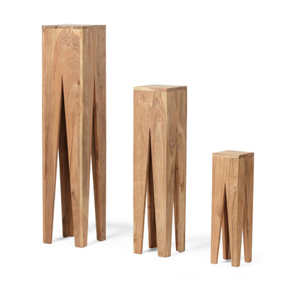 Hebron Handcrafted Rustic Acacia Wood Nesting Tables