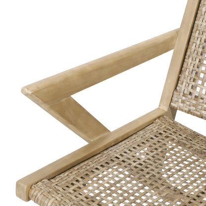 Inez Outdoor Wicker Club Chairs, Set of 2, Light Brown and Light Multibrown