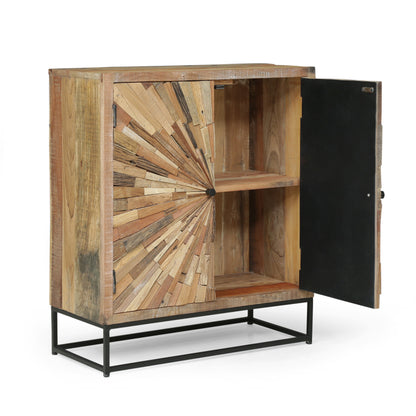 Temur Handcrafted Boho Wooden 2 Door Cabinet