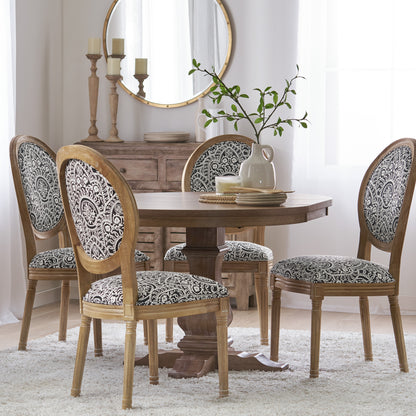 Naclerio French Country Fabric Upholstered Wood 5 Piece Dining Set