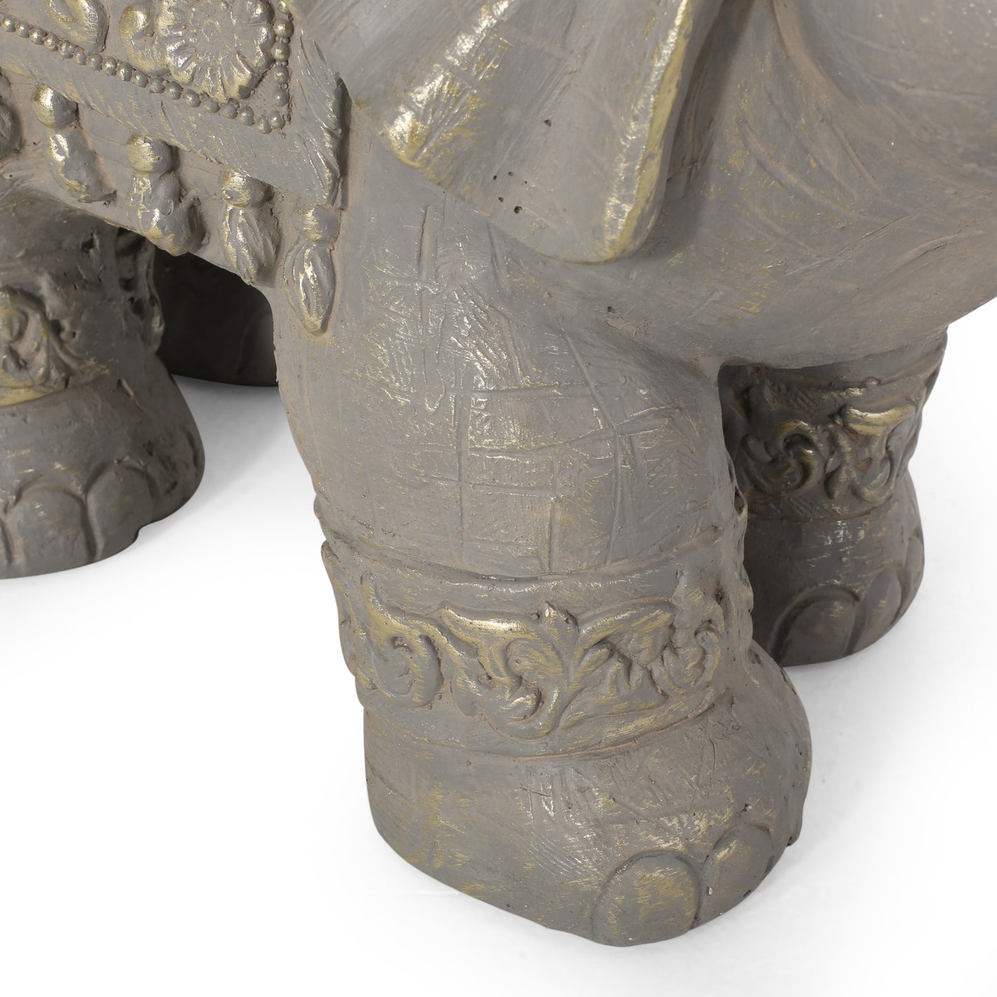 Pierpont Outdoor Elephant Garden Statue, Gray and Gold