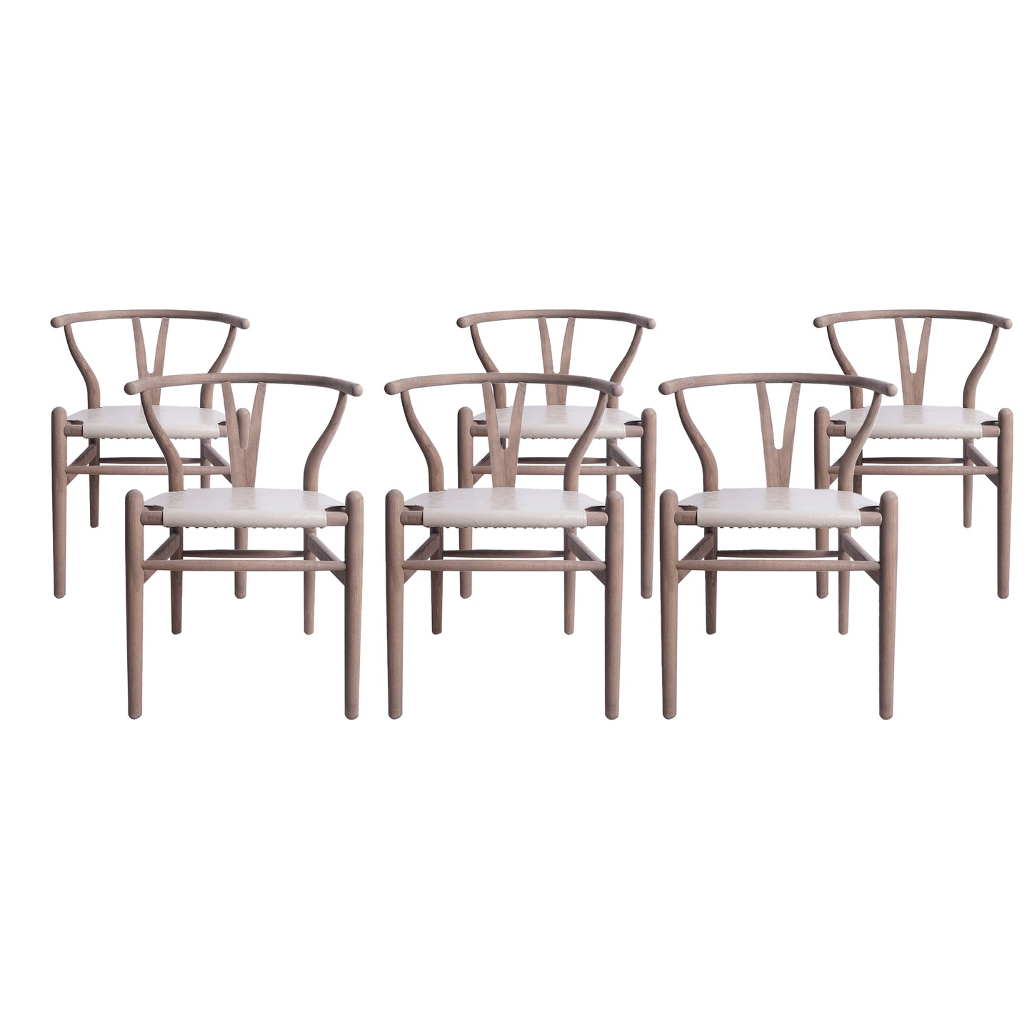 Quince Mid Century Boho Ash Wood Dining Chairs, Set of 6