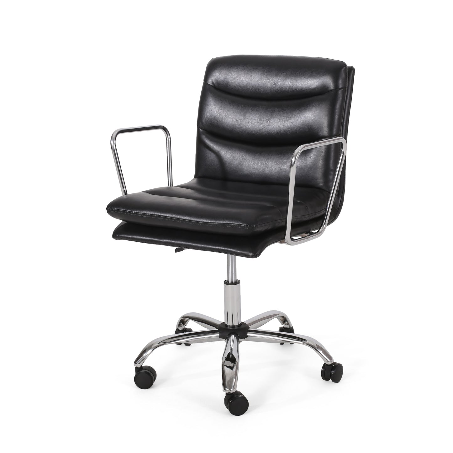 Gould Contemporary Faux Leather Channel Stitch Swivel Office Chair