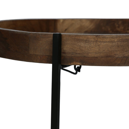 Glynn Tift Handcrafted Modern Industrial Mango Wood Folding Tray Top Side Table