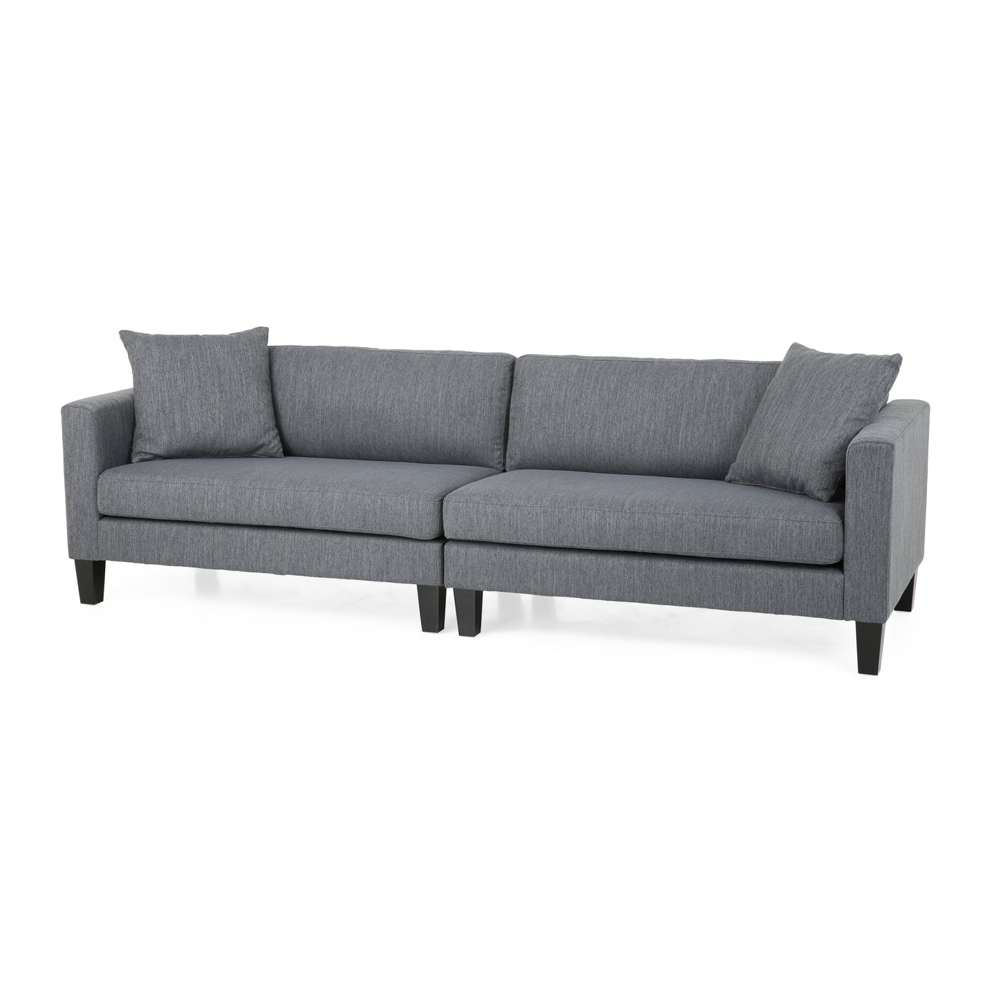 Ilaan Contemporary 4 Seater Fabric Sofa with Accent Pillows
