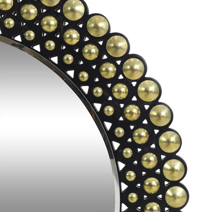 Abels Contemporary Studded Round Wall Mirror