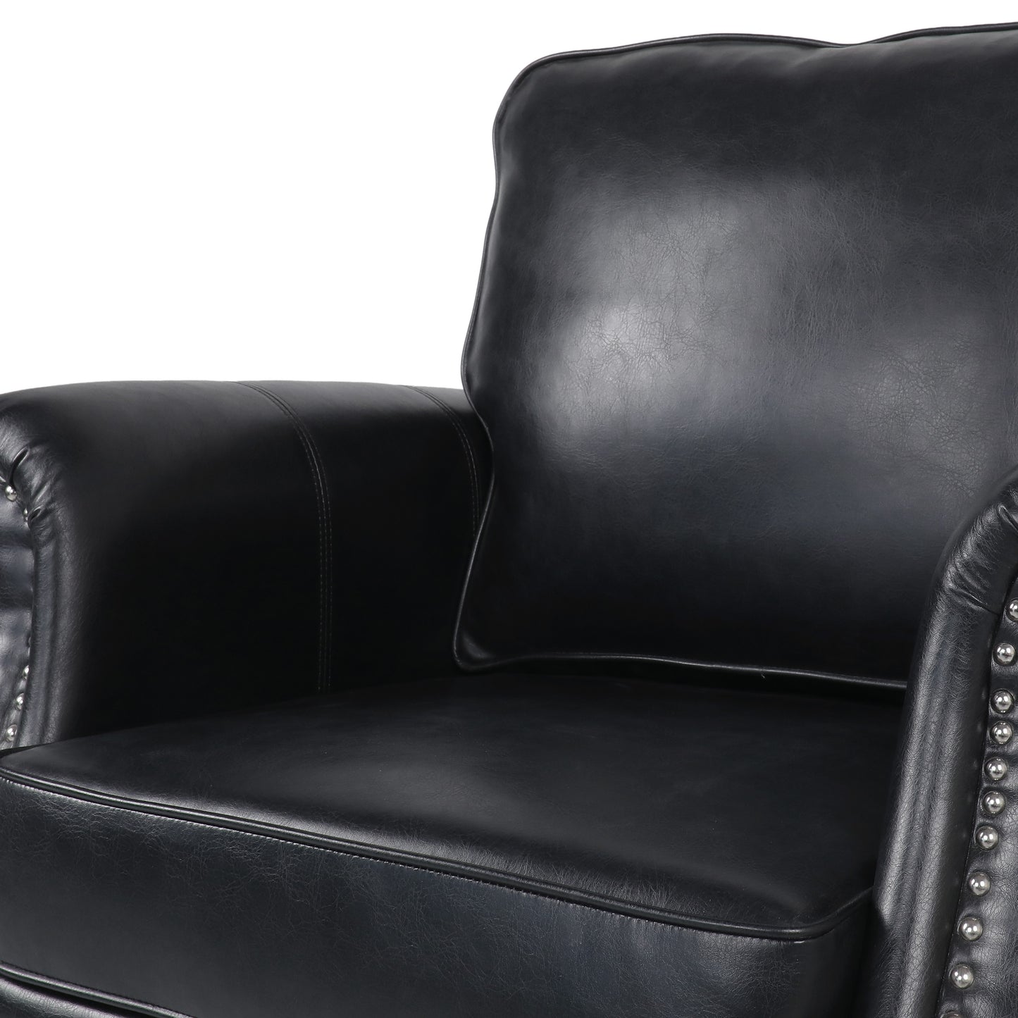 Burkehaven Contemporary Faux Leather Club Chair with Nailhead Trim