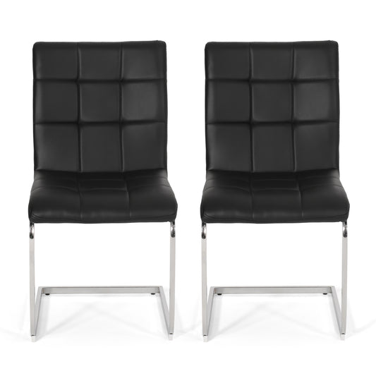 Benner Modern Upholstered Waffle Stitch Dining Chairs, Set of 2