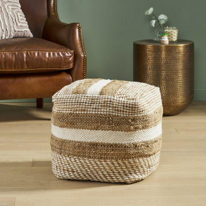 Lola Boho Handcrafted Fabric Cube Pouf