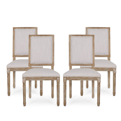 Amy French Country Wood Upholstered Dining Chair, Set of 4
