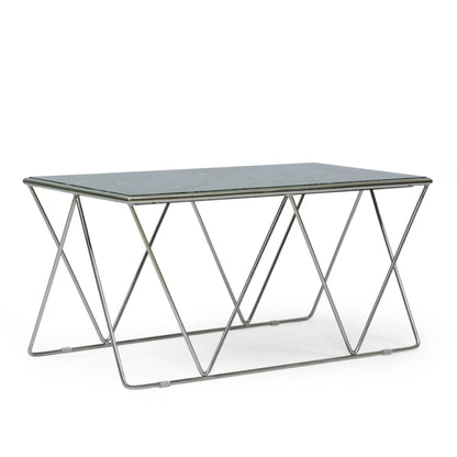 Massie Modern Glam Handcrafted Marble Top Coffee Table