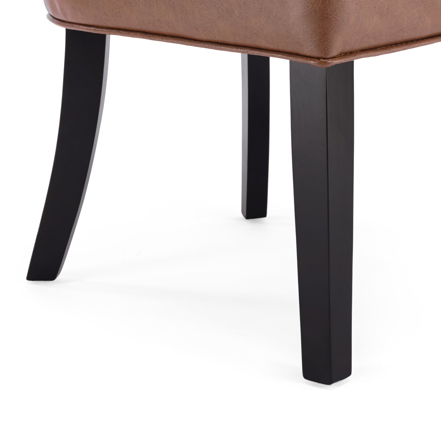 Edenbrook Contemporary Faux Leather Upholstered Dining Chairs, Set of 2, Cognac Brown and Matte Black