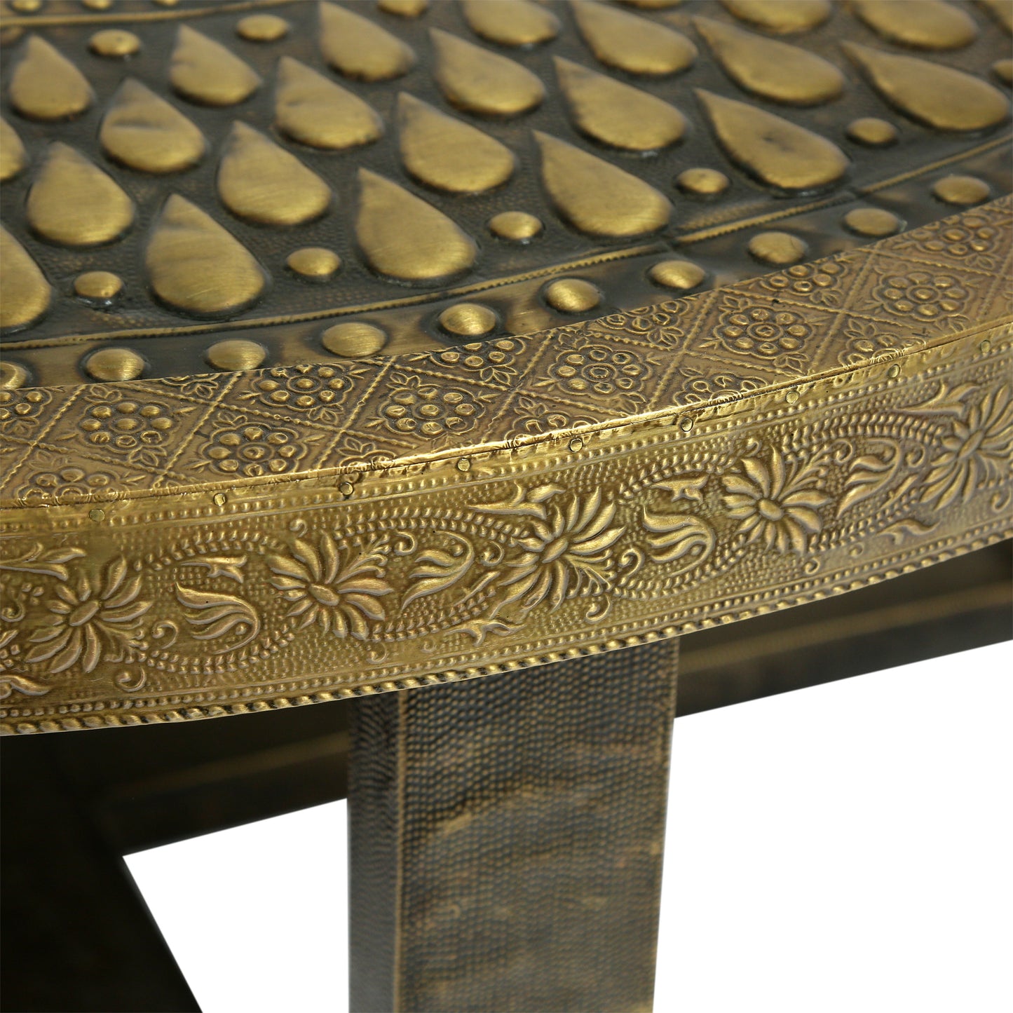 Soperton Cohutta Boho Handcrafted Embossed Coffee Table, Gold