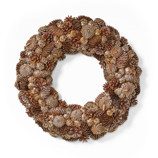 18.5 Inch Artificial Pinecone and Glitter Christmas Wreath