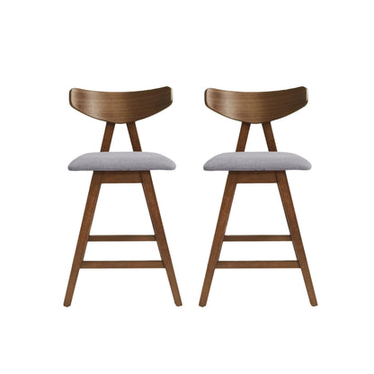 Sunapee Mid Century Modern Fabric Upholstered Wood 25 Inch Counter Stools (Set of 2)