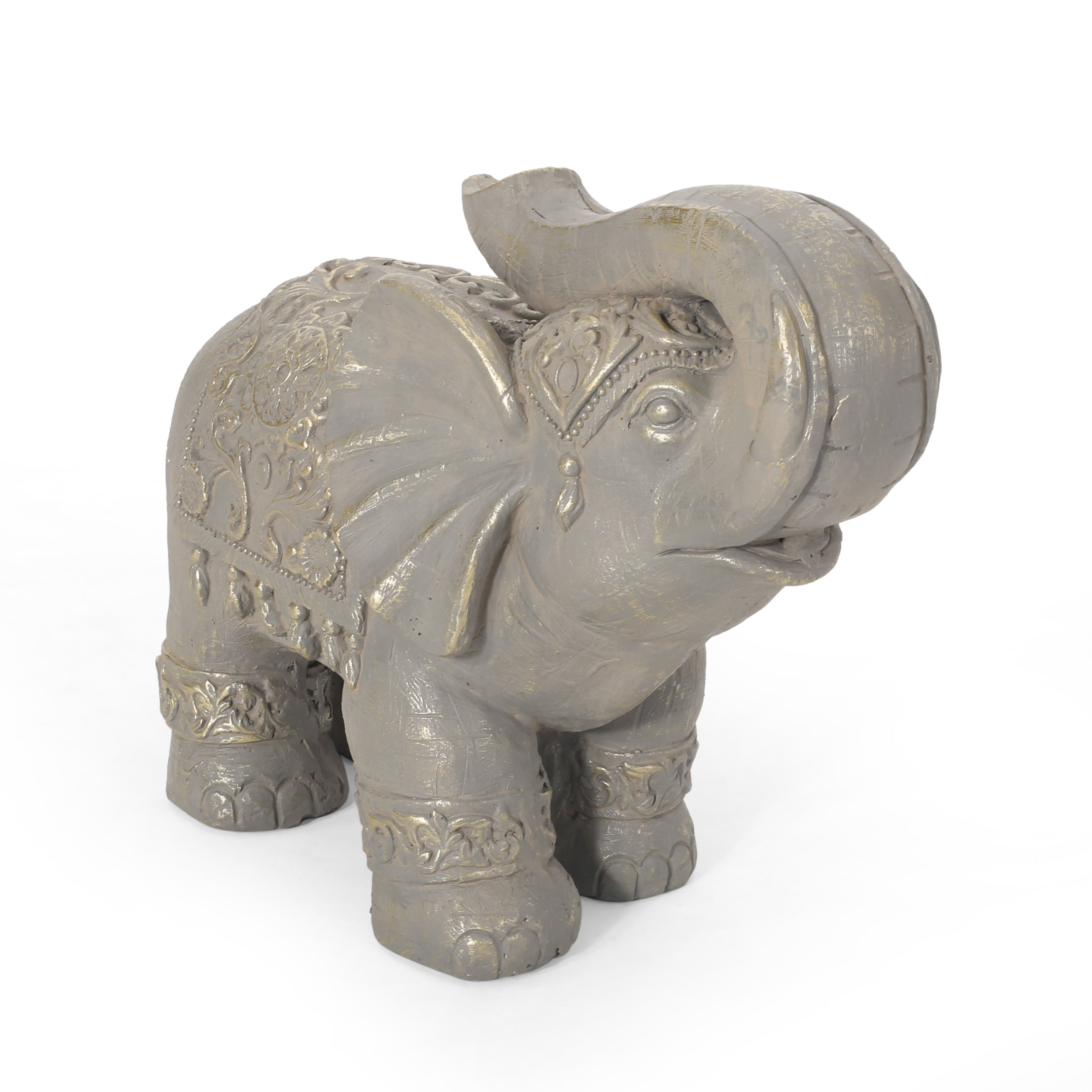 Pierpont Outdoor Elephant Garden Statue, Gray and Gold – GDFStudio