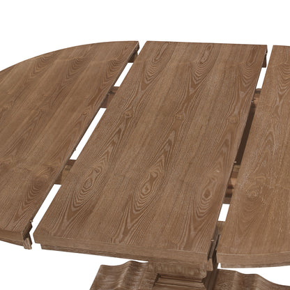 Alachua Farmhouse Fabric Upholstered Wood Expandable 5 Piece Dining Set