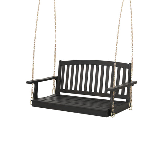 Lawton Outdoor Acacia Wood Hanging Porch Swing