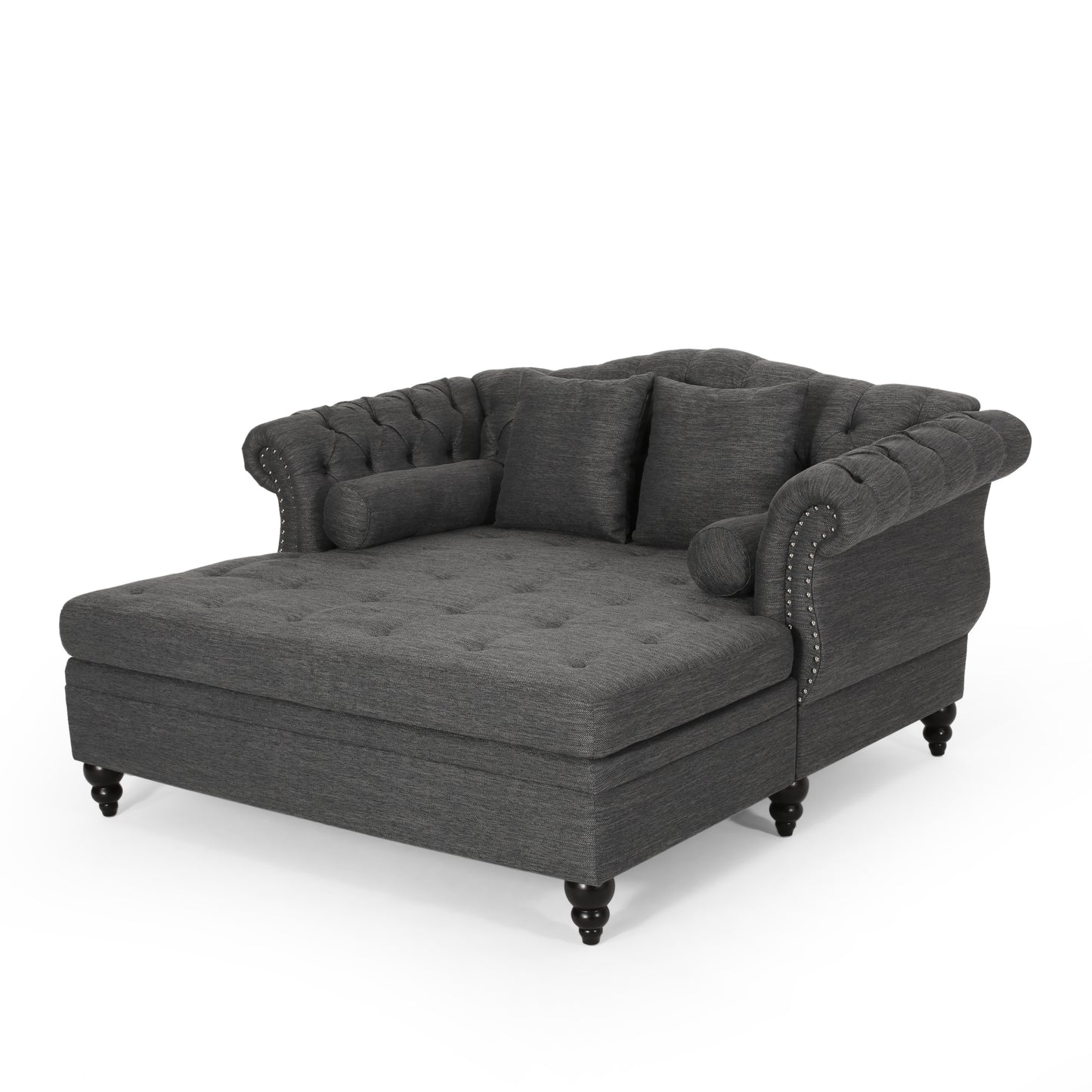 Horeb Contemporary Tufted Double Chaise Lounge with Accent Pillows