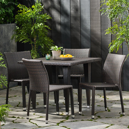 Dorside Outdoor Wicker Armless Stack Chairs With Aluminum Frame