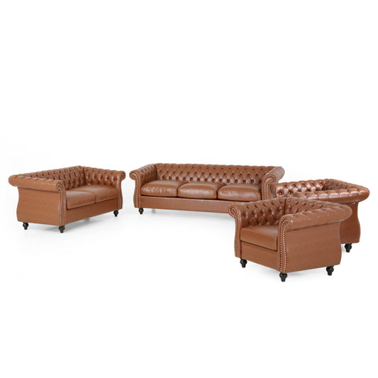 Madelena Traditional Chesterfield 4 Piece Living Room Set