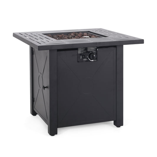 Doheny Outdoor 40,000 BTU Iron Square Fire Pit, Black