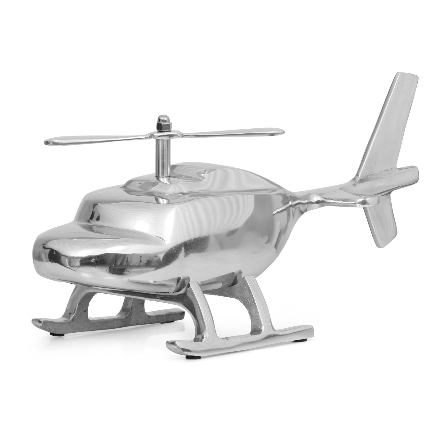 Bucyrus Handcrafted Aluminum Helicopter Decor, Silver