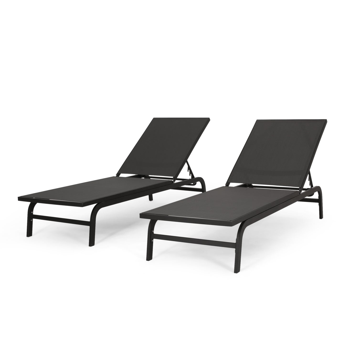 Stekar Outdoor Aluminum and Outdoor Mesh Chaise Lounge, Set of 2