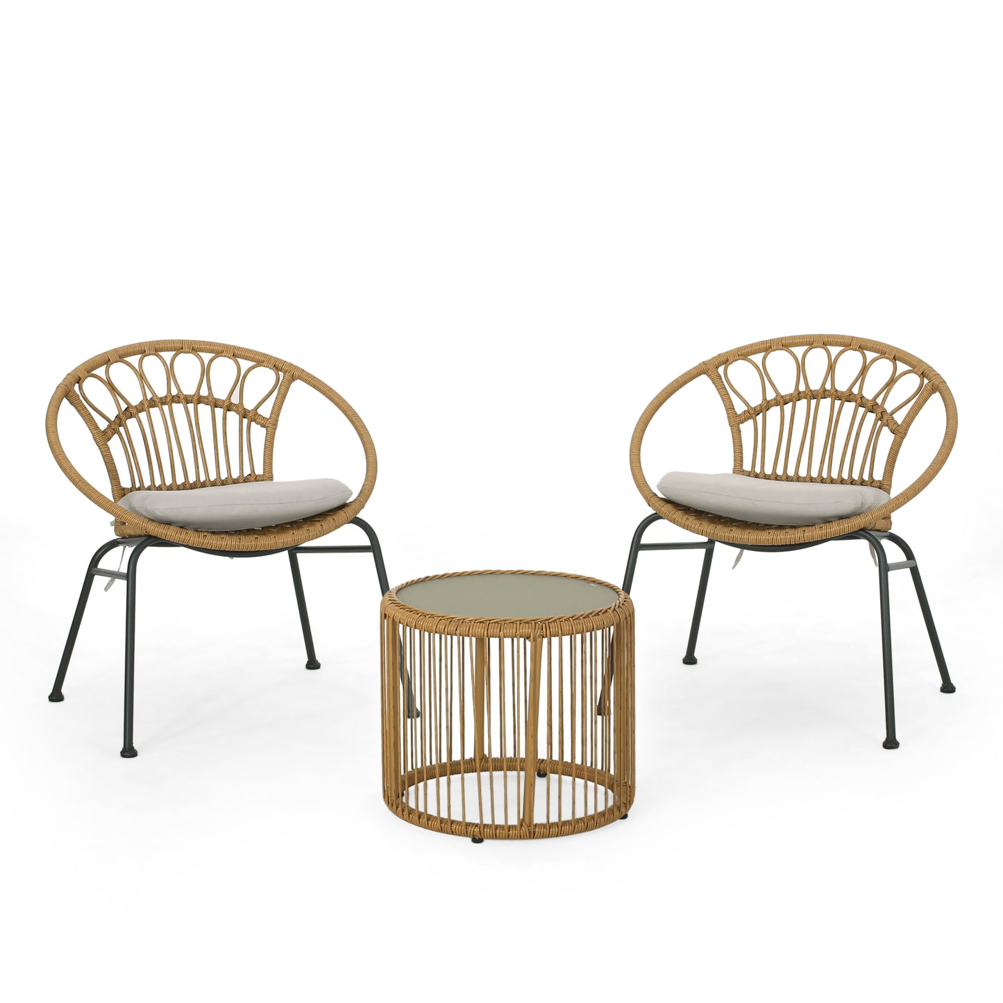 Aurelius Outdoor 3 Piece Wicker Chat Set