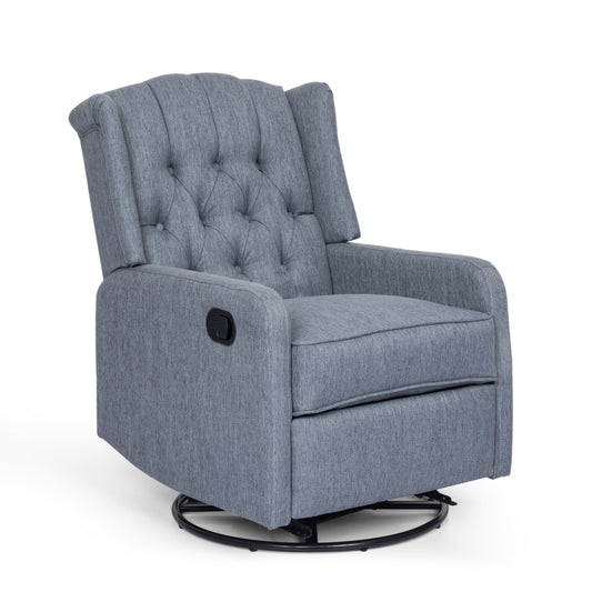 Houck Contemporary Tufted Wingback Swivel Recliner