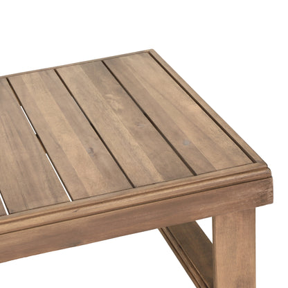 Andrae Outdoor Acacia Wood Rectangular Coffee Table, Brown Wash