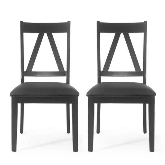 Grover Farmhouse Upholstered Wood Dining Chairs, Set of 2