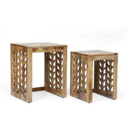 Ferrell Handcrafted Boho Mango Wood Nesting Tables