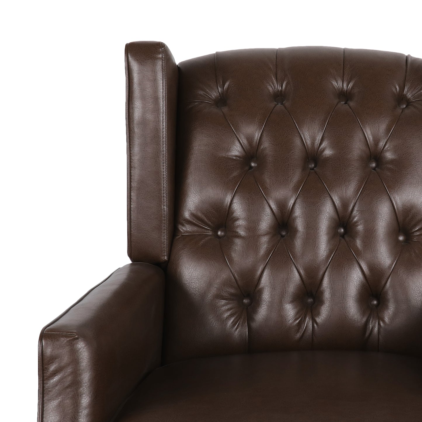 Amedou Contemporary Faux Leather Tufted Wingback Rocking Chair