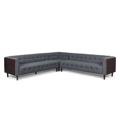 Warnock Mid-Century Modern Fabric Tufted Sectional Sofa Set