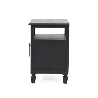 Lempster Rustic Acacia Wood and Cane Nightstand, Dark Gray