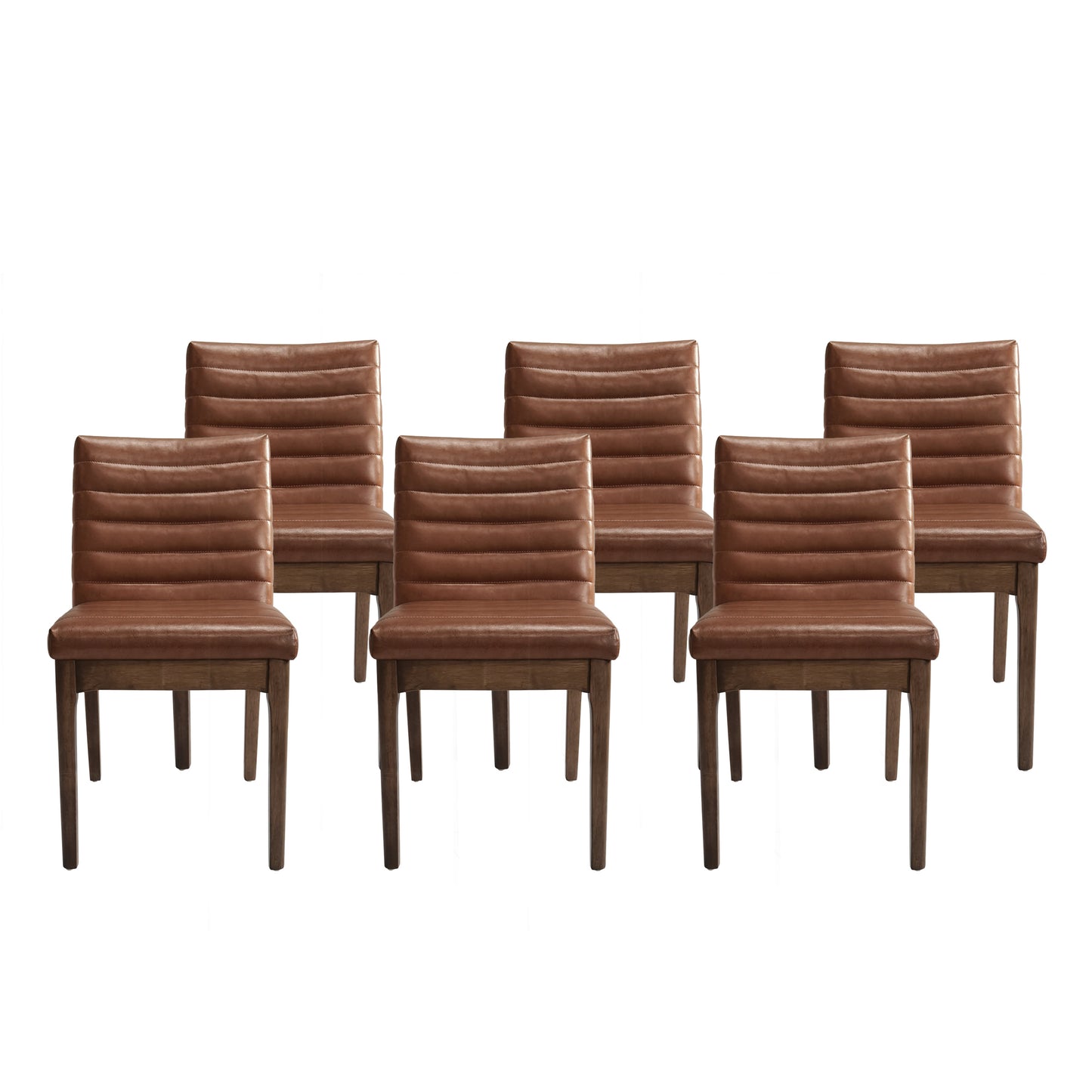 Elisson Mid Century Modern Channel Stitch Dining Chairs, Set of 6