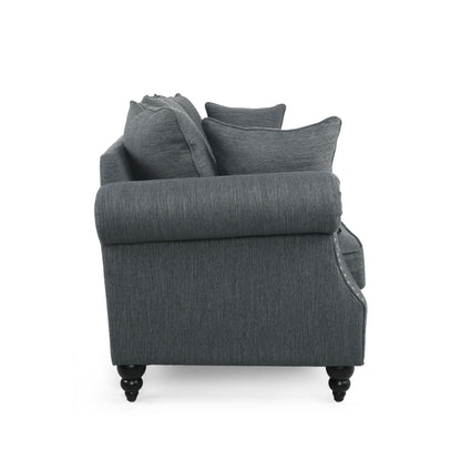 Bonny Contemporary Fabric Pillowback 3 Seater Sofa with Nailhead Trim