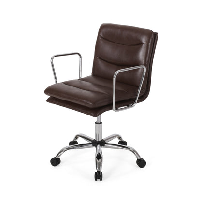 Gould Contemporary Faux Leather Channel Stitch Swivel Office Chair