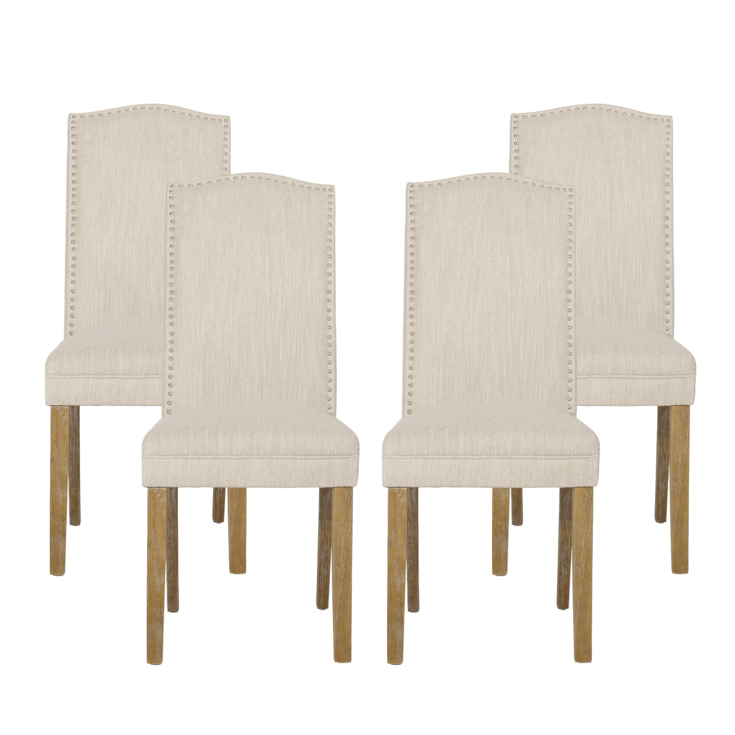 Geromin Contemporary Fabric Dining Chairs with Nailhead Trim, Set of 4