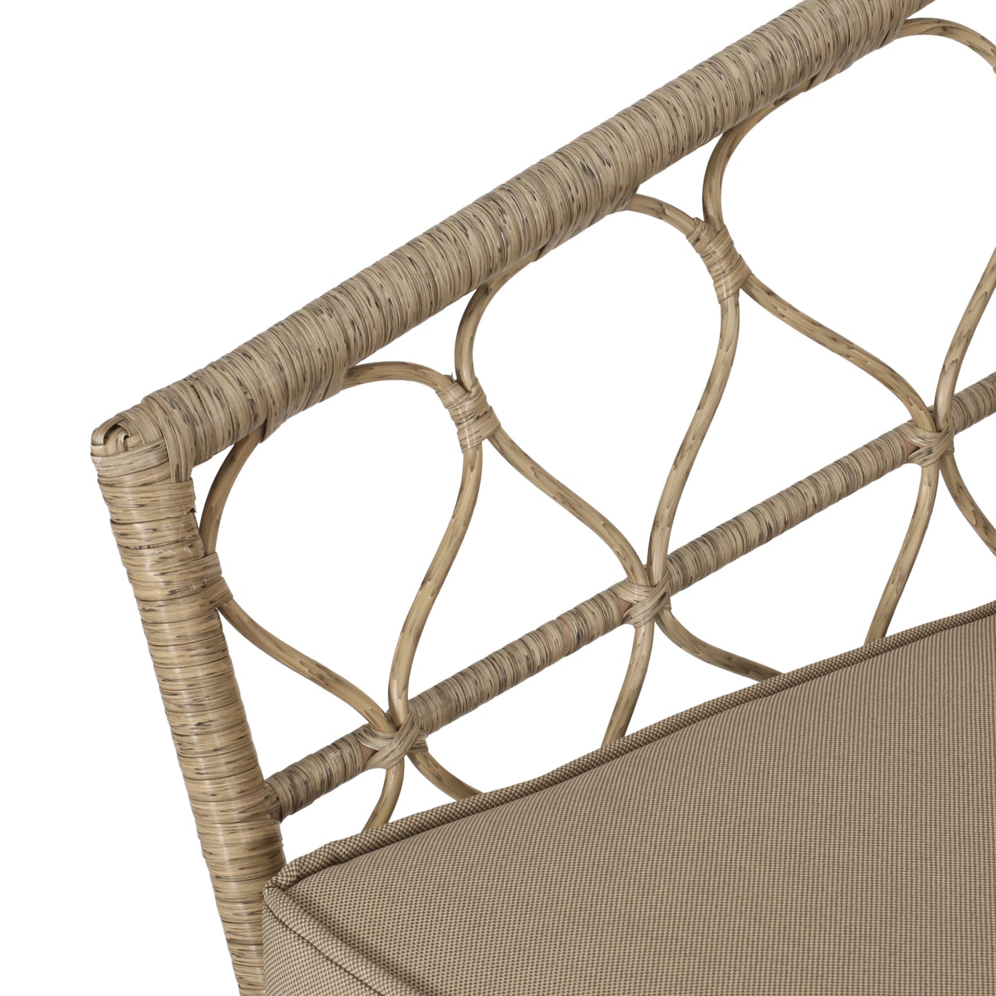 Colmar Outdoor Wicker Loveseat with Cushions, Light Brown and Beige