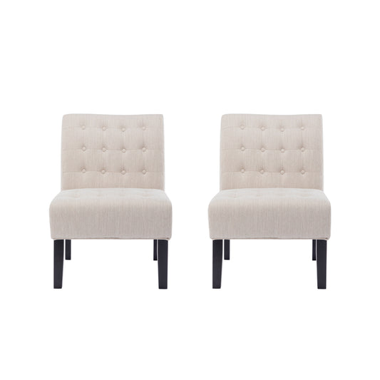 Mulligan Contemporary Fabric Tufted Slipper Chairs, Set of 2