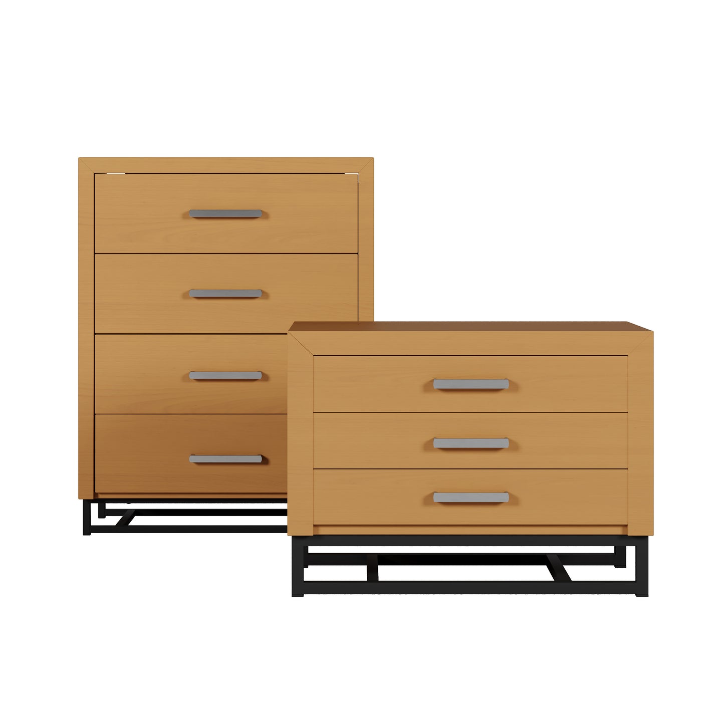 Borah Contemporary Faux Wood 2 Piece 4 Drawer Dresser and Nightstand Bedroom Set